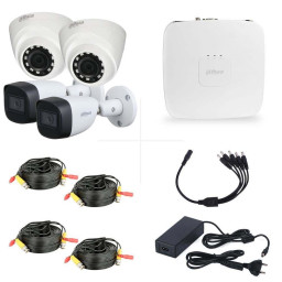 Комплект HDCVI відеоспостереження на 2 внутрішні і 2 вуличні камери 2МП Dahua Technology KIT-4X2D2BMV1
