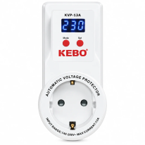 KEBO KVP-13A – Реле напруги (13 А, 140–280 В, затримка 1–300 с, розетка)