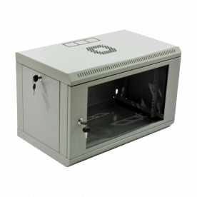 Коммутационный шкаф 19" 6U, 600x350x373мм (Ш*Г*В), эконом,акриловое стекло, серый