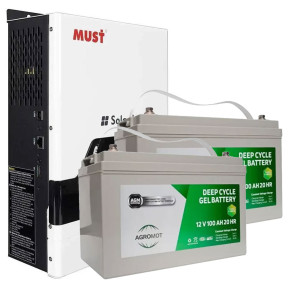 MUST PV18-1512 VPM (1 шт.) + AGROMOT 12V 100Ah (2 шт.) - Комплект резервного живлення купити