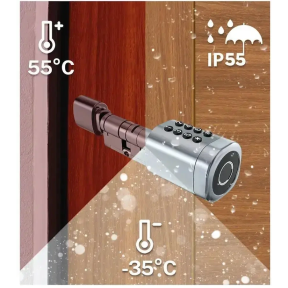 SEVEN LOCK SL-7774BF black (35-90мм) - Умный дверной биометрический замок (цилиндр) фото