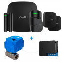 Комплект Ajax StarterKit Plus Чорний + Реле Ajax WallSwitch + Кульовий кран HC 220 + 2 датчика витоку Ajax LeaksProtect
