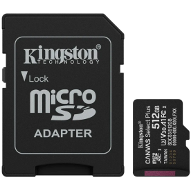 Модуль флэш-памяти Kingston 512GB microSDXC Canvas Select Plus Gen3 Card + Adapter (150 MB/s, V30, A1)