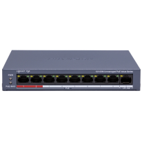 Hikvision DS-3E0109P-E/M(C) – Некерований PoE комутатор (8xPoE, 80W, 300m, 6kV)