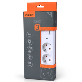 VIDEX ONCORD з/з 3п 3м (3x1.5мм) White - Сетевой удлинитель с кнопкой - фото №1 VIDEX ONCORD з/з 3п 3м (3x1.5мм) White - Сетевой удлинитель с кнопкой купить