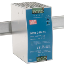 Mean Well NDR-240-24 – Блок живлення на DIN-рейку (24В 10А, 240Вт, 90-264В, IP20)