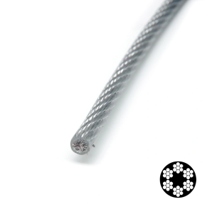 Трос APRO 3мм (2+1мм) DIN 3055 (6x7 + FC) бухта 200м в ПВХ обплетенні оцинкований зображення