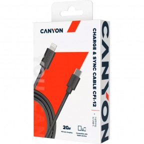 Canyon CFI12B Черный (Lightning – USB-C, 2 м) - Кабель для зарядки и синхронизации данных фото