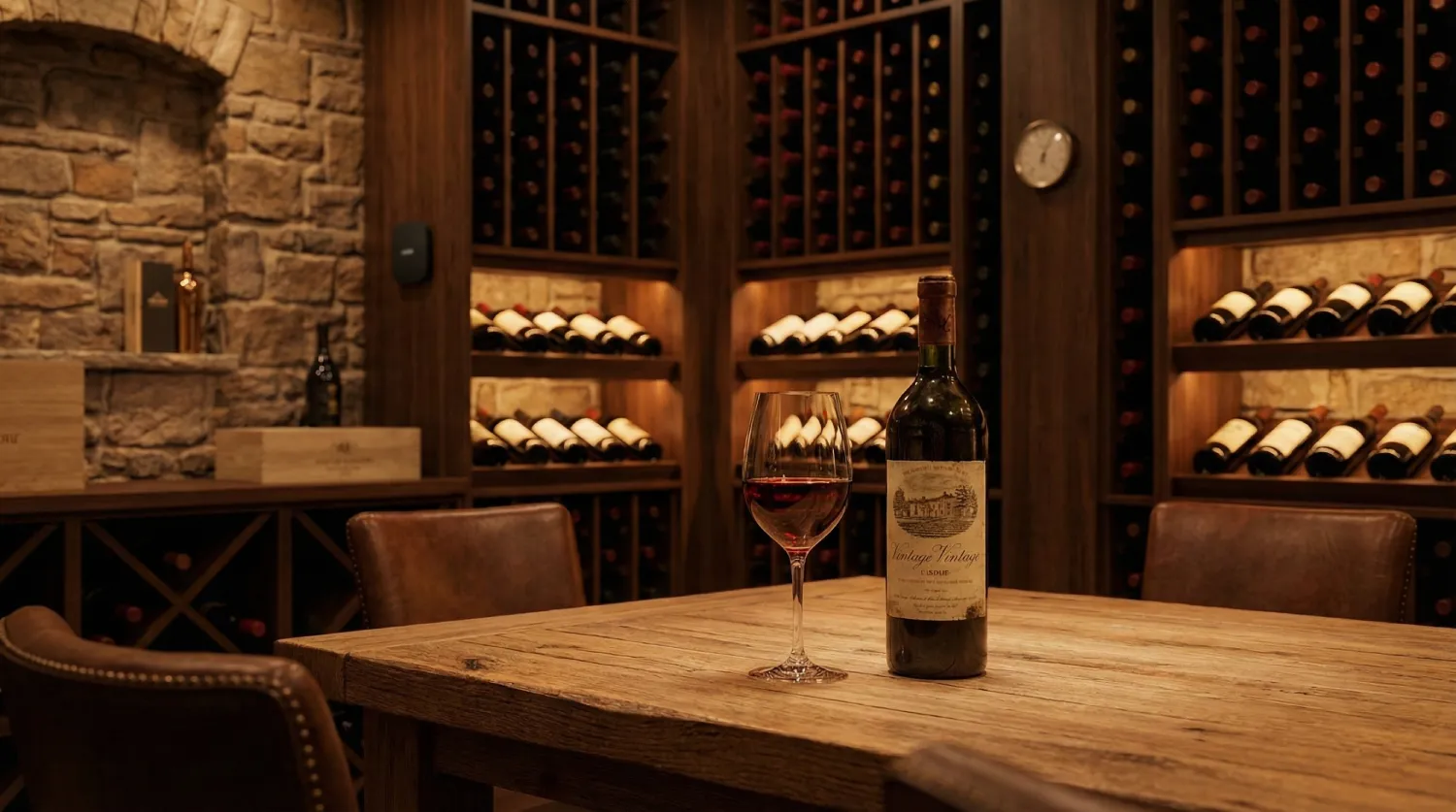 Бездротова система безпеки Ajax Superior, що непомітно інтегрована в інтер'єр розкішного винного льоху. Захист приватних колекцій та цінностей за стандартом Grade 3.