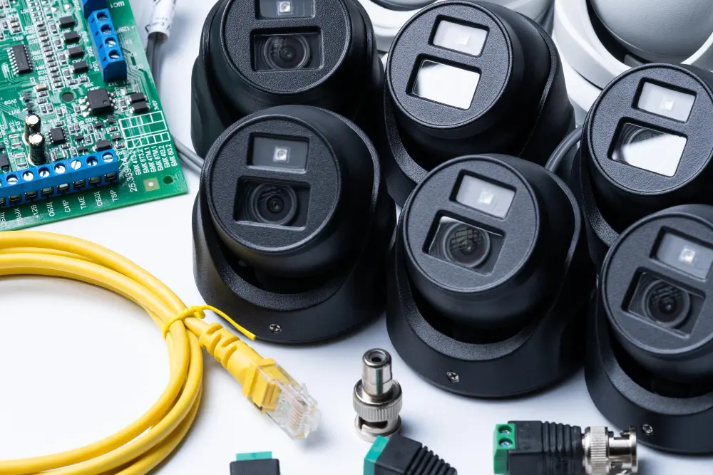 Комплект аналогових камер з платою, кабелями та BNC-конекторами для офлайн-відеоспостереження без інтернету