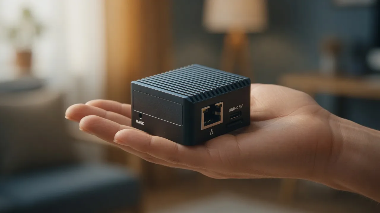 Мініатюрний пристрій U-PROX IVA HUB розміром з долоню з портами Ethernet та USB-C