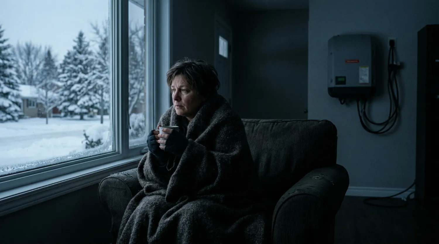 Жінка мерзне в холодному будинку через зламаний сірий інвертор: наслідки тривалого очікування запчастин