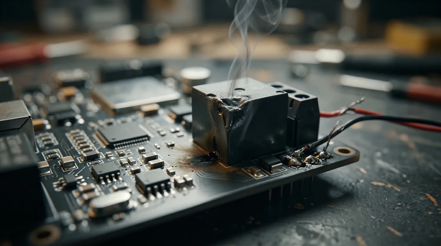 Згоріле реле автономного контролера СКУД через зворотну ЕРС &mdash; результат ігнорування захисного діода при підключенні замка.